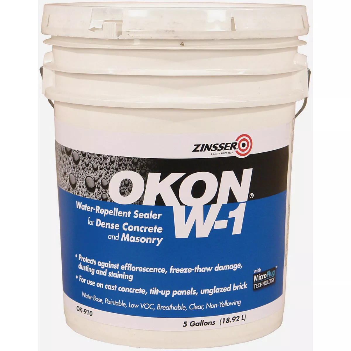 OKON W-1 Water Repellent Sealer for Dense Concrete and Masonry, 5 Gal.