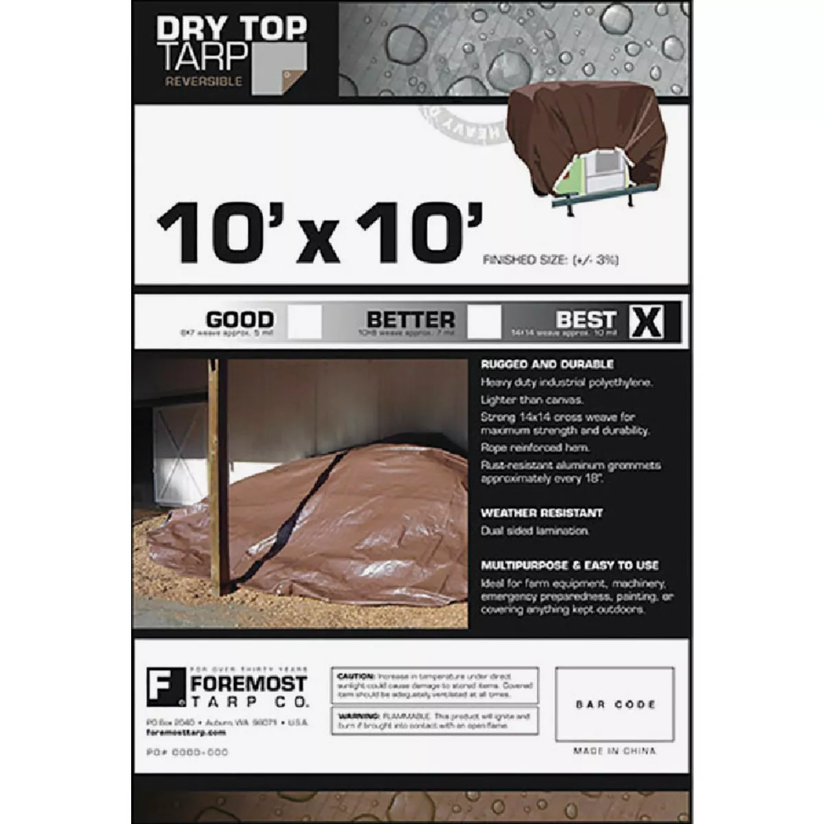 Foremost Dry Top Silver and Brown 10 Ft. x 10 Ft. Poly Tarp, 192-006