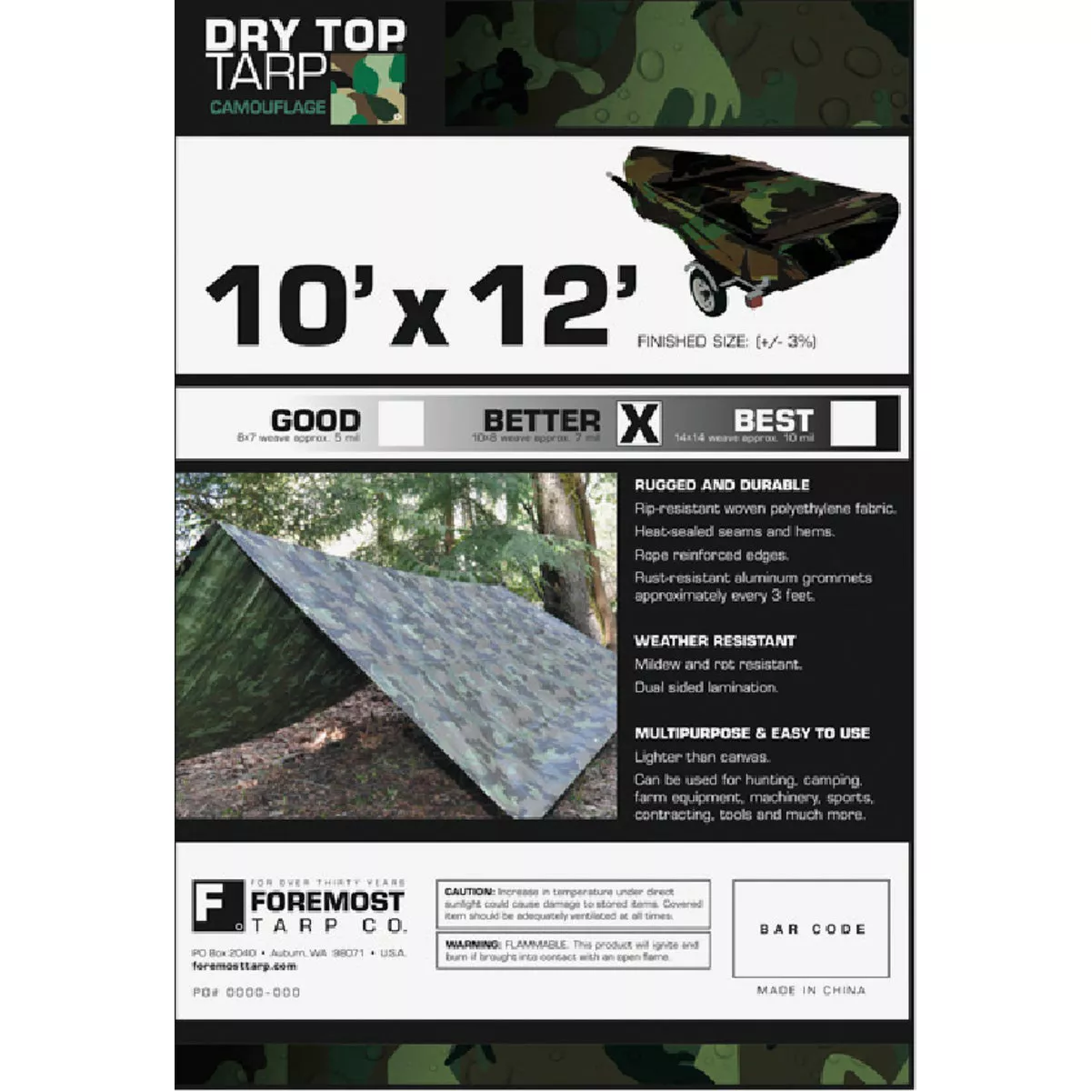 Foremost Dry Top Camo 10 Ft. x 12 Ft. Poly Tarp, 191-972