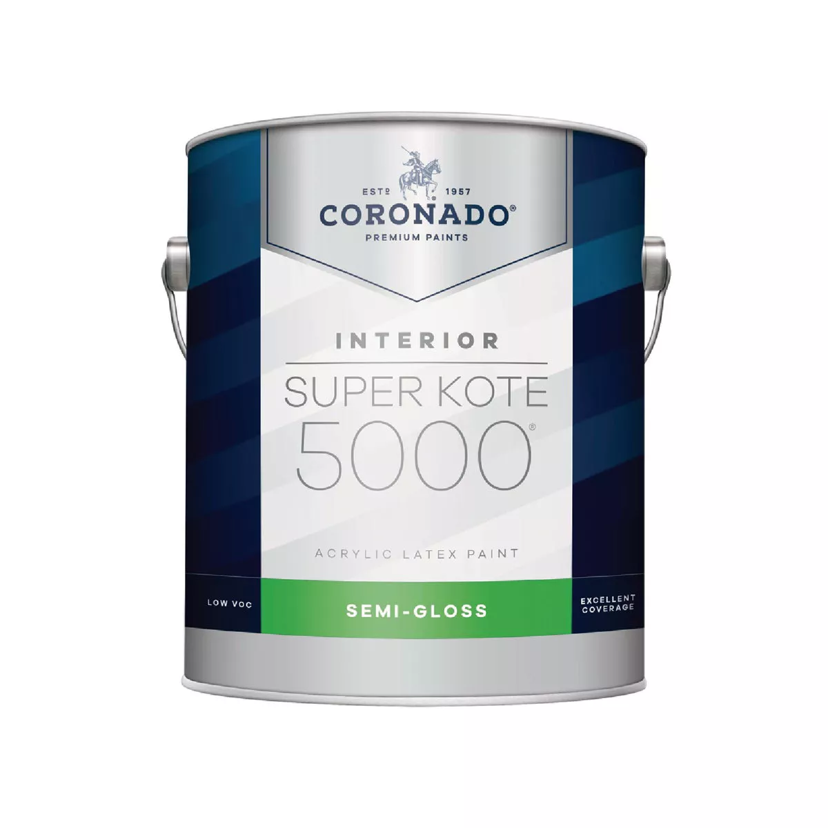 Coronado Super Kote 5000 Acrylic Latex Semi Gloss Interior Enamel, White, 5 Gal.