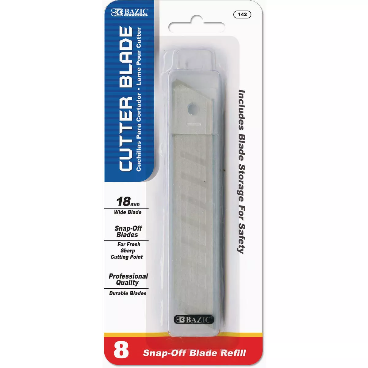Bazic Products 18mm Cutter Replacement Blade with Tube (8-Pack)