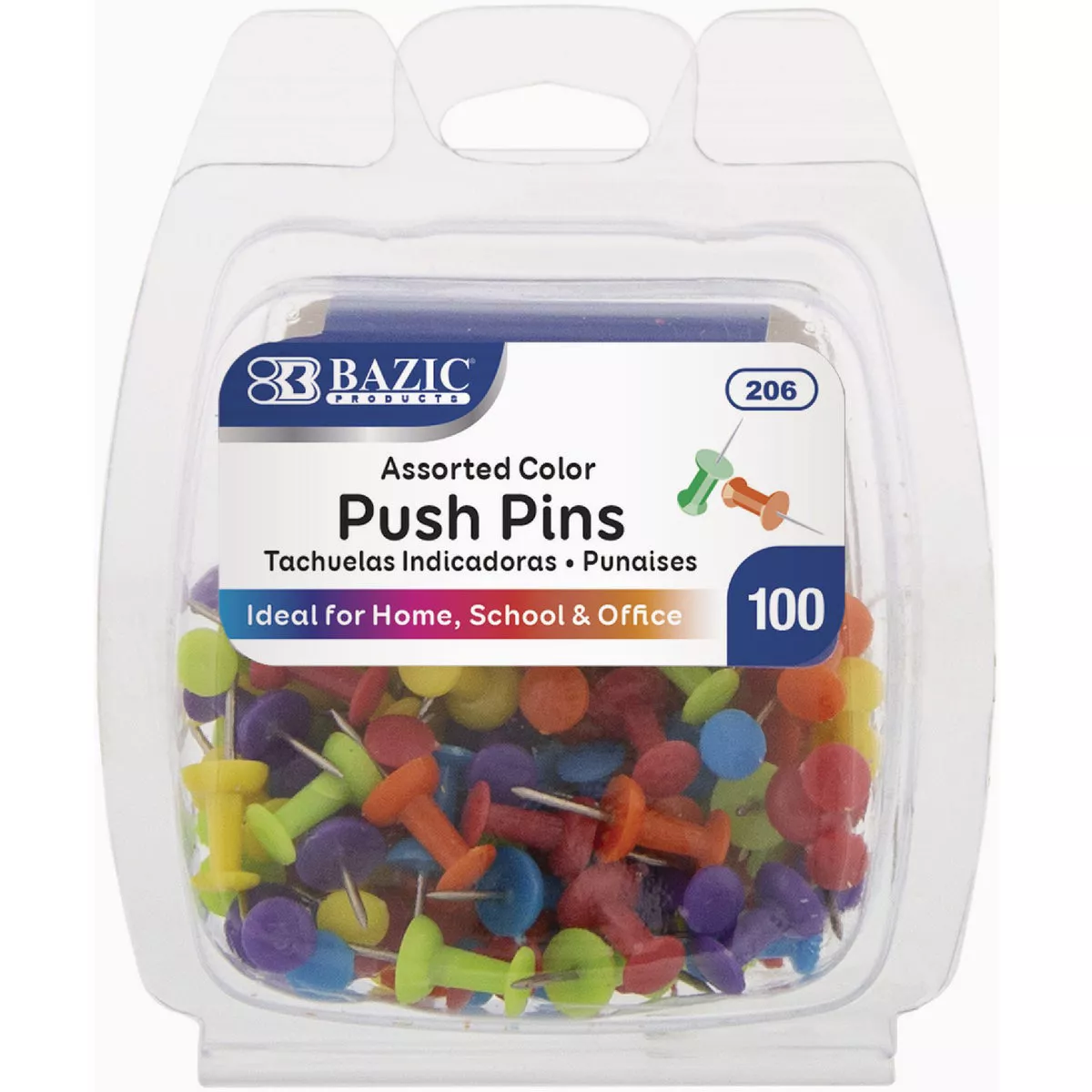 Bazic Products Assorted Color Push Pins (100-Pack)