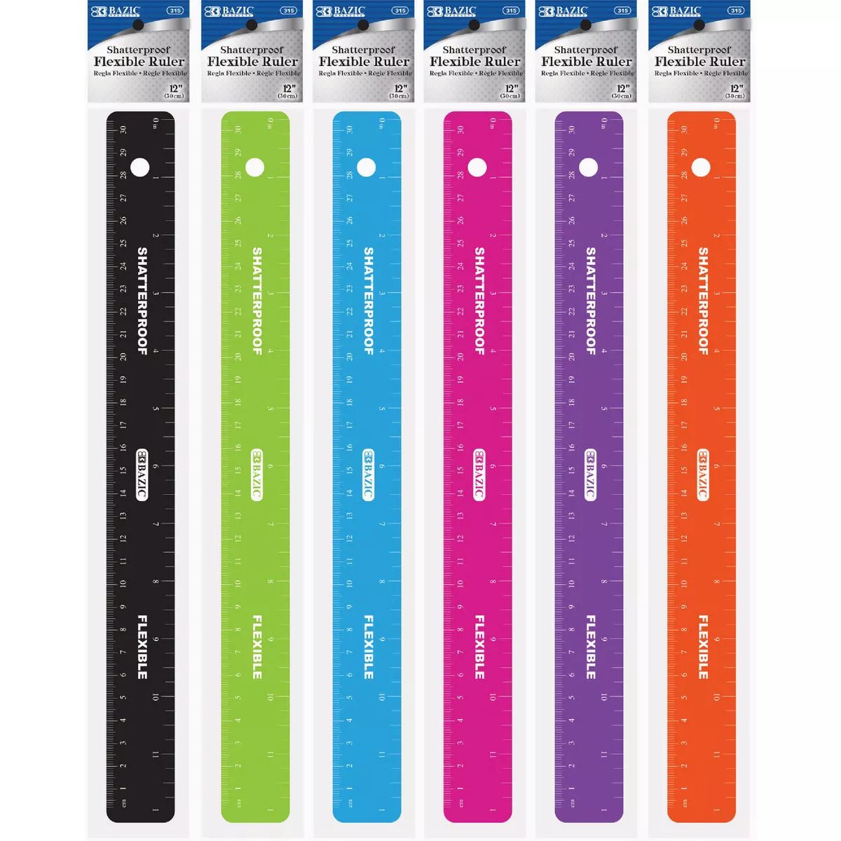Bazic Products 12 In. (30cm) Shatterproof Flexible Ruler