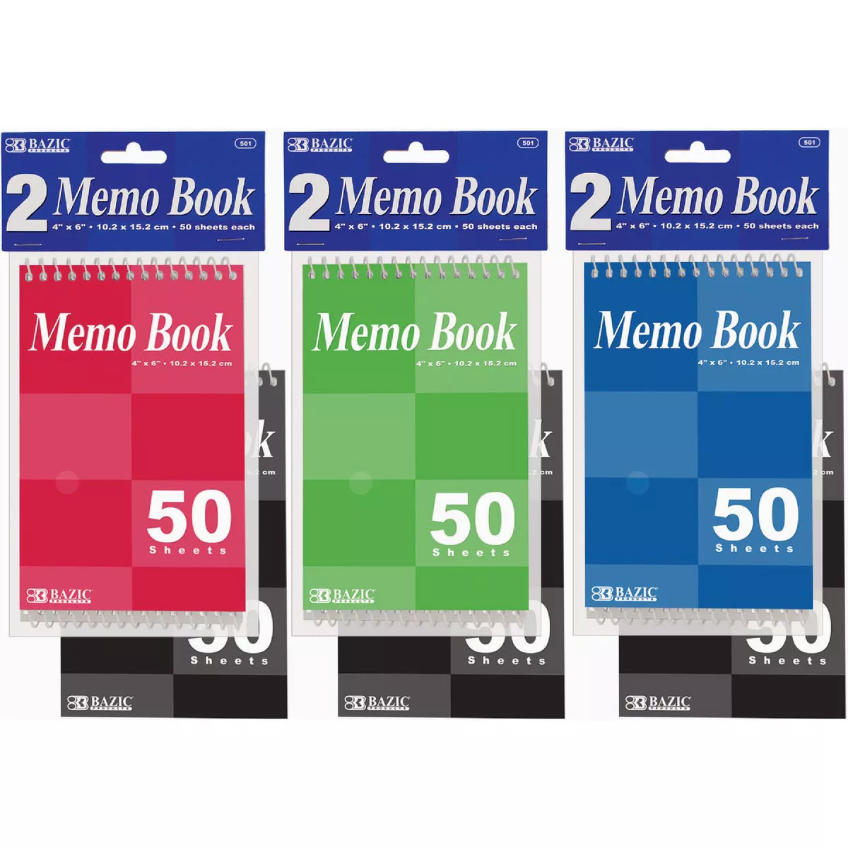 Bazic Products 50 Ct. 4 In. x 6 In. Top Bound Spiral Memo Books (2-Pack)