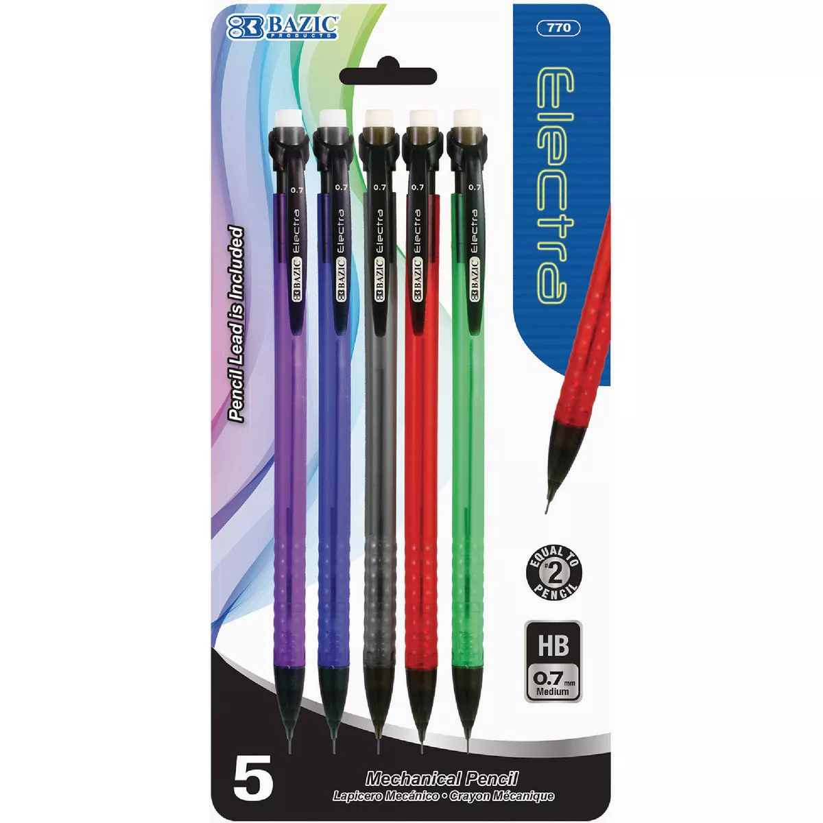 Bazic Products Electra 0.7 mm Mechanical Pencil (5-Pack)