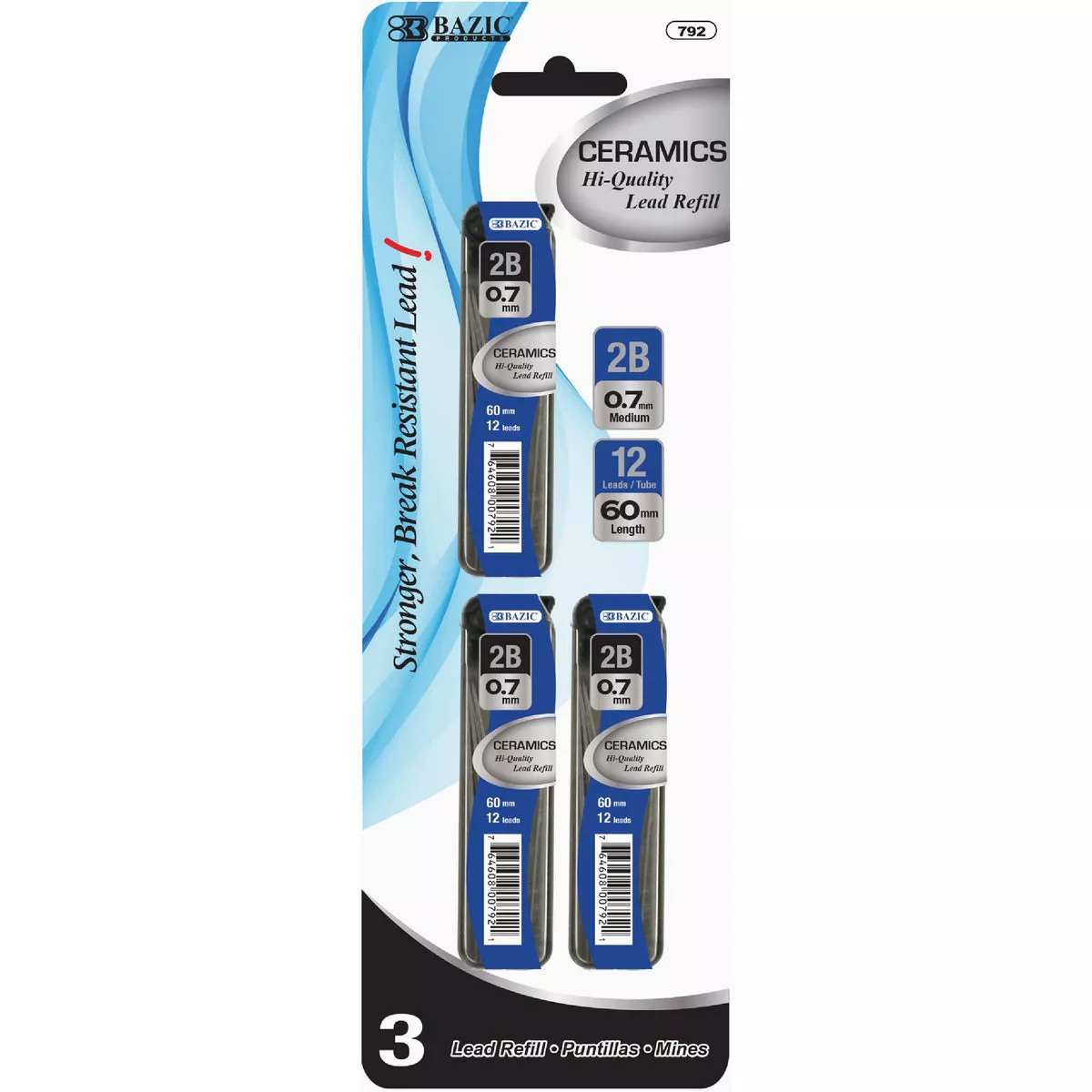 Bazic Products 12 Ct. 0.7 mm Ceramics High-Quality Mechanical Pencil Lead (3-Pack)