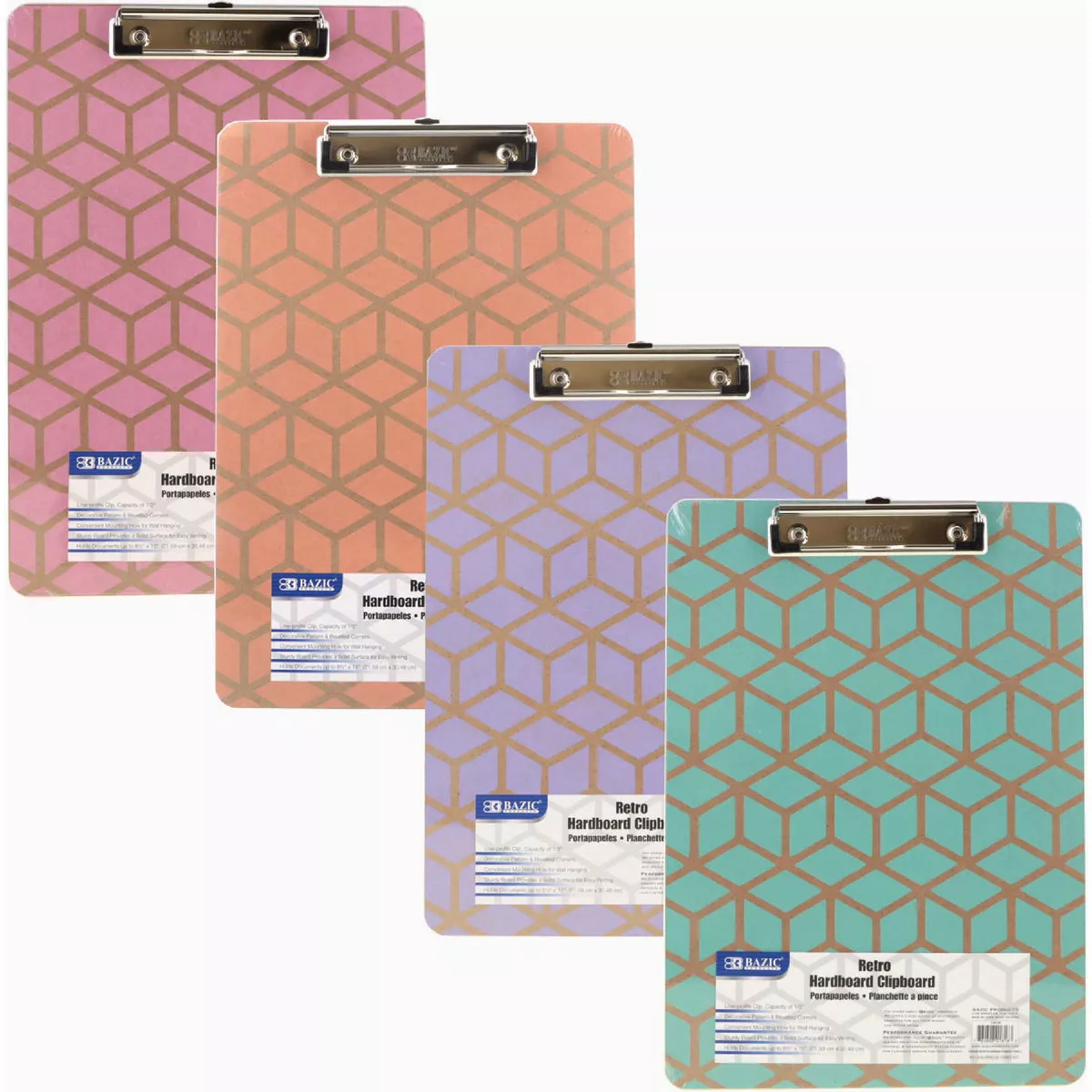 Bazic Products Letter Size Hardboard Retro Clipboard