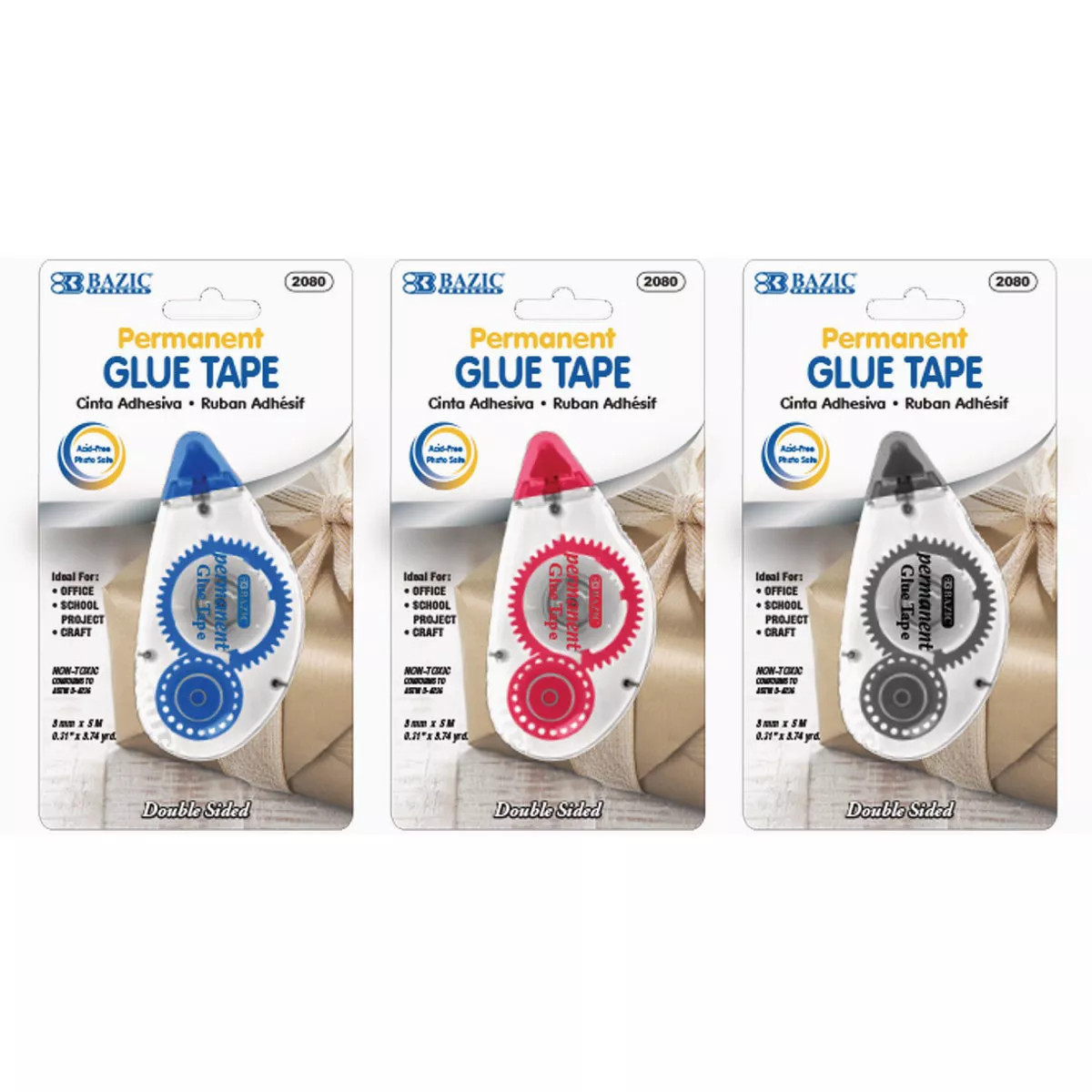 Bazic Products 8 mm x 8 m Permanent Glue Tape