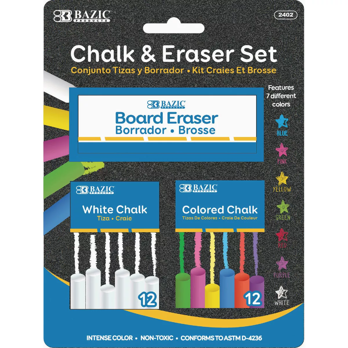 Bazic Products Assorted Color Standard Chalk (25-Count)