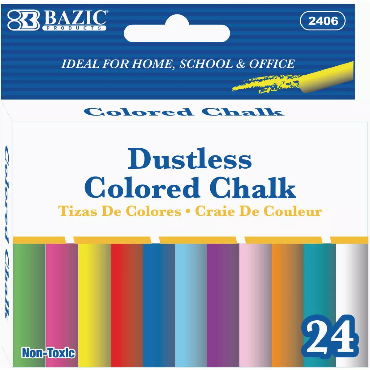Bazic Products Assorted Colors Dustless Chalk (24-Count)