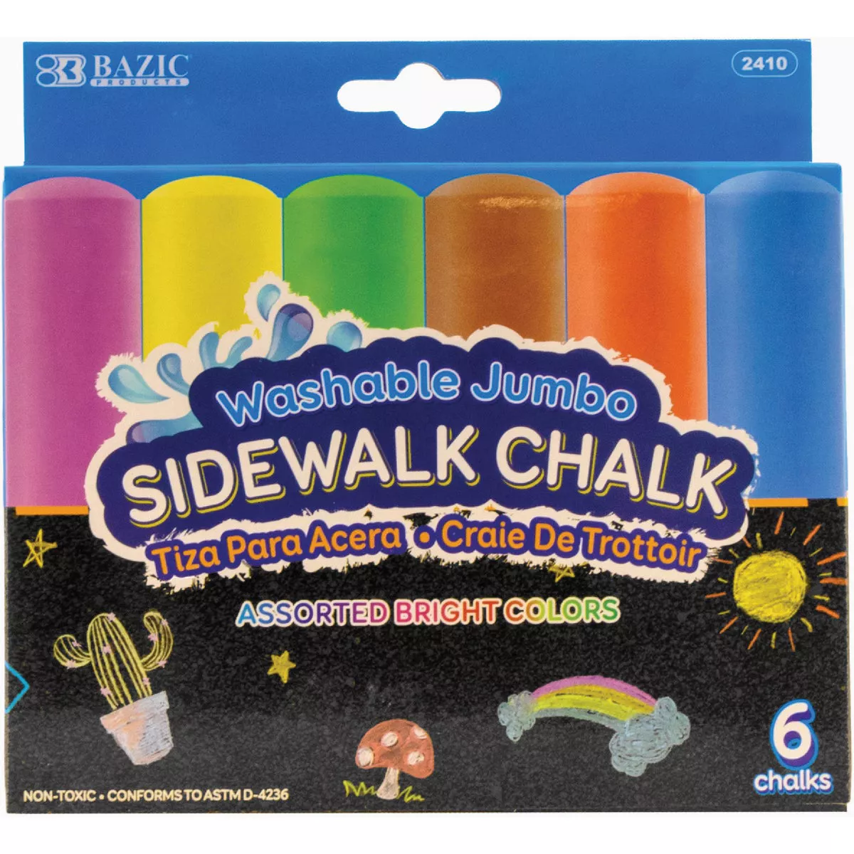 Bazic Products Assorted Color Jumbo Chalk (6-Count)