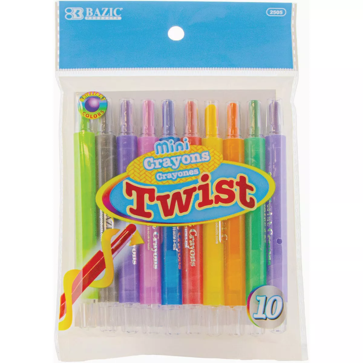 Bazic Products Mini Twist Crayons (10-Pack)