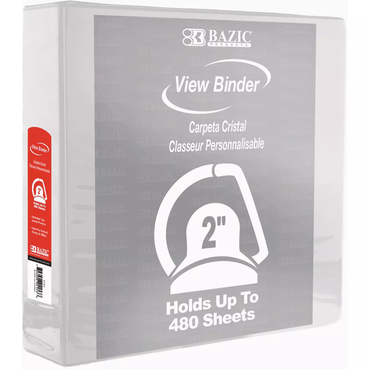 BAZIC 2 In. White Slant-D Ring View Binder with 2-Pockets