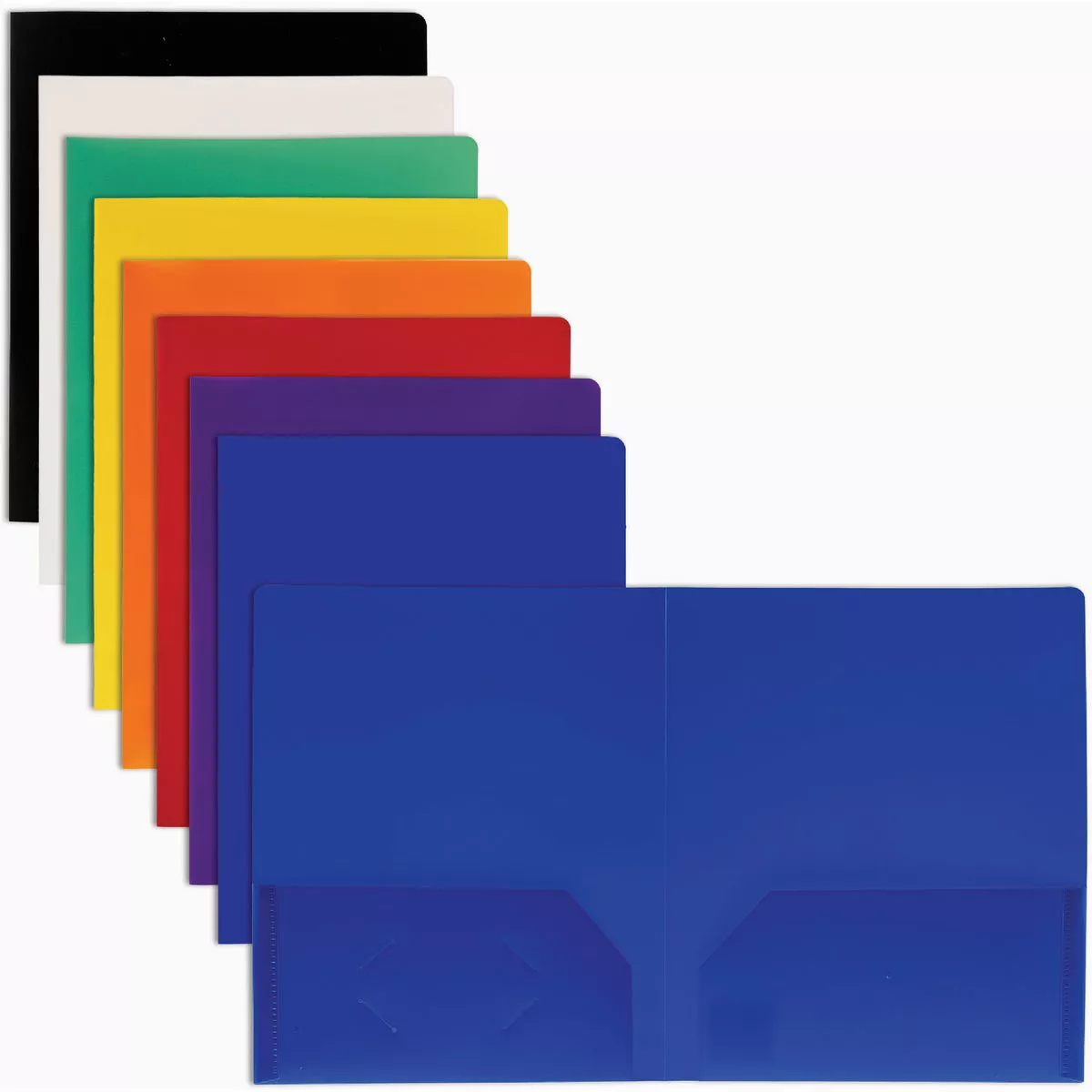 Bazic Products Solid Color 2-Pocket Poly Portfolio