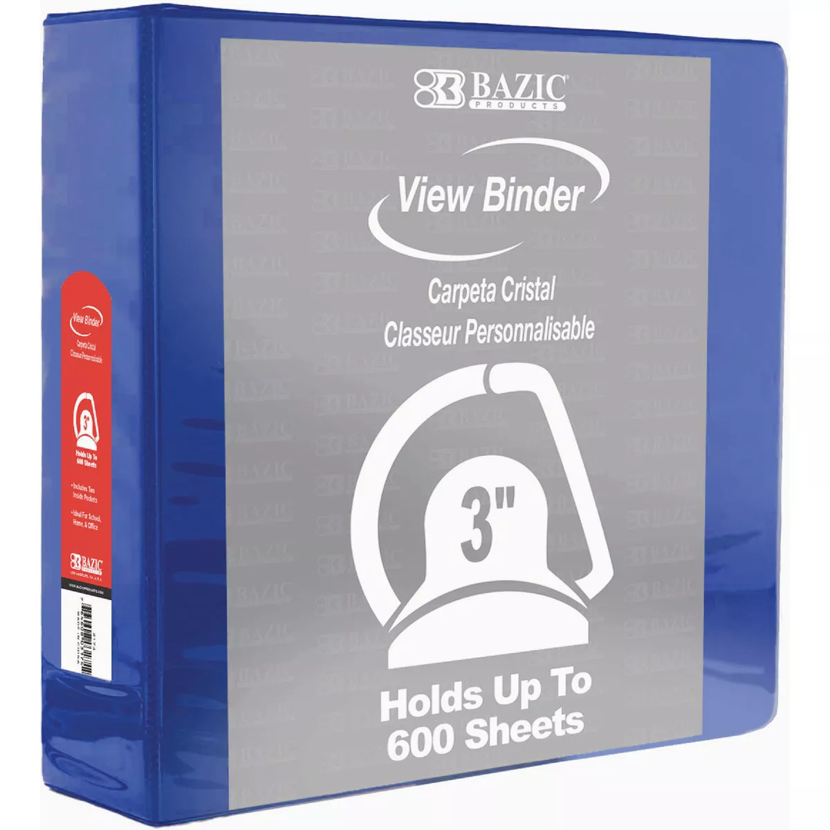 BAZIC 3 In. Blue Slant D-Ring View Binder with 2-Pockets
