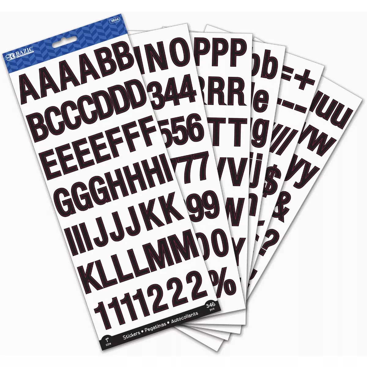 Bazic Products 1 In. Black Color Alphabet & Numbers Stickers (346-Pack)