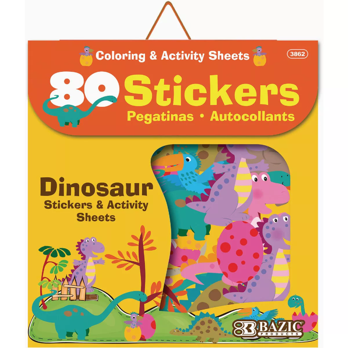 Bazic Products Dinosaur Series Assorted Sticker (80-Bag)
