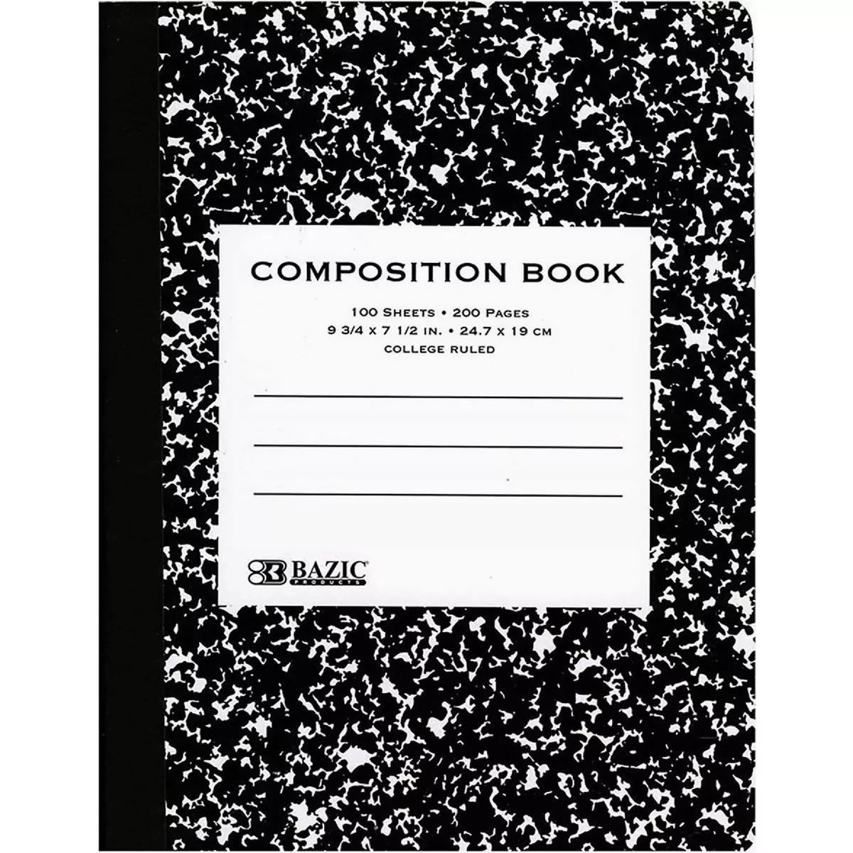 Bazic Products College Ruled 100 Ct. Black Marble Composition Book