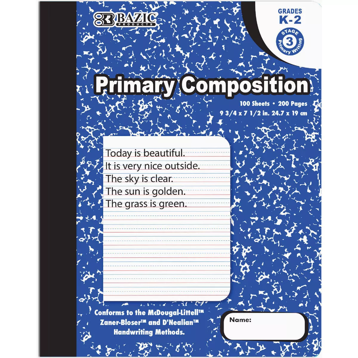 Bazic Products 100 Ct. Primary Marble Composition Book