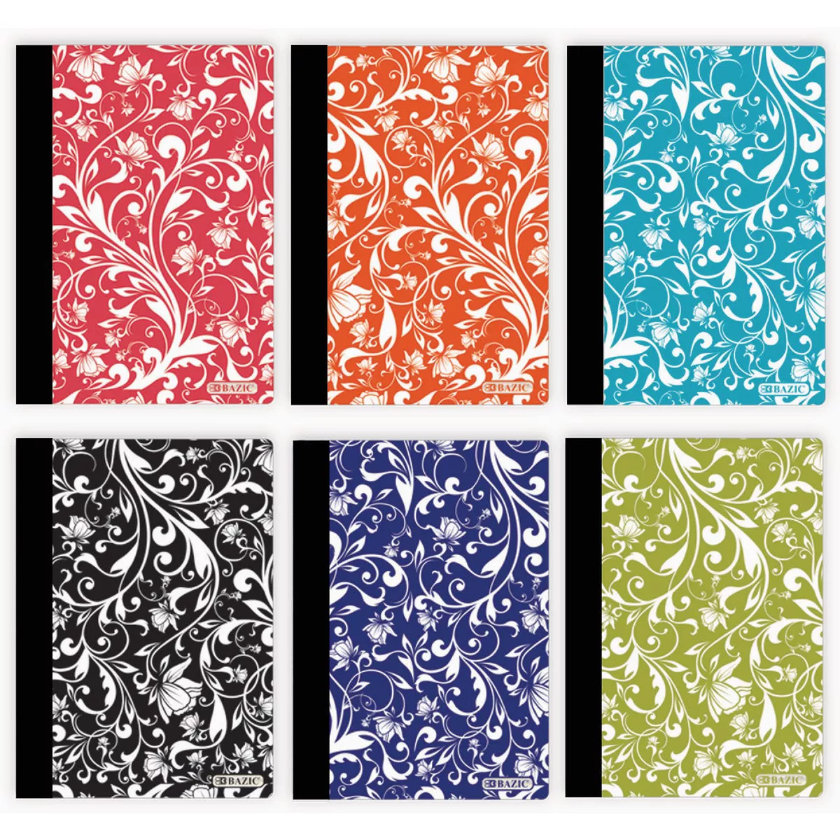 Bazic Products 80 Ct. 5 In. x 7 In. Floral Poly Cover Personal Composition Book