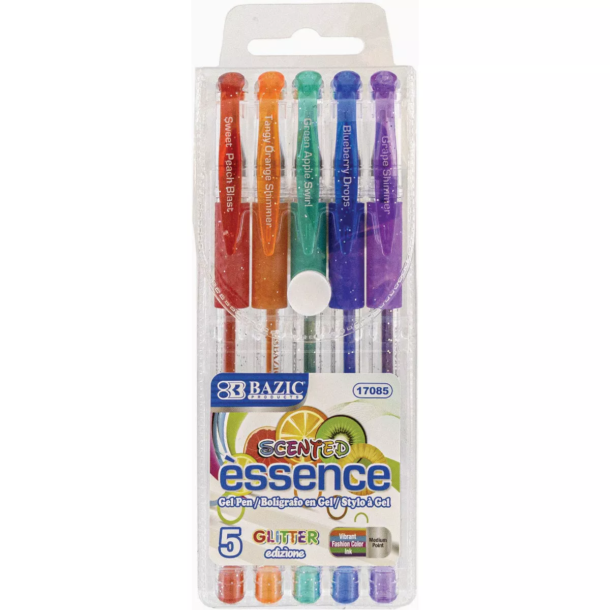 Bazic Products Essence Scented Glitter Gel Pen with Cushion Grip (5-Pack)