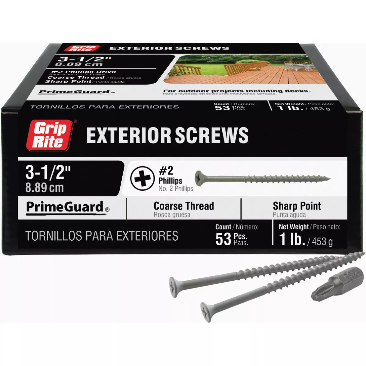 Grip-Rite PrimeGuard Ten #10 x 3-1/2 In. Gray Phillips Wood Deck Screw (1 Lb.) - photo 2