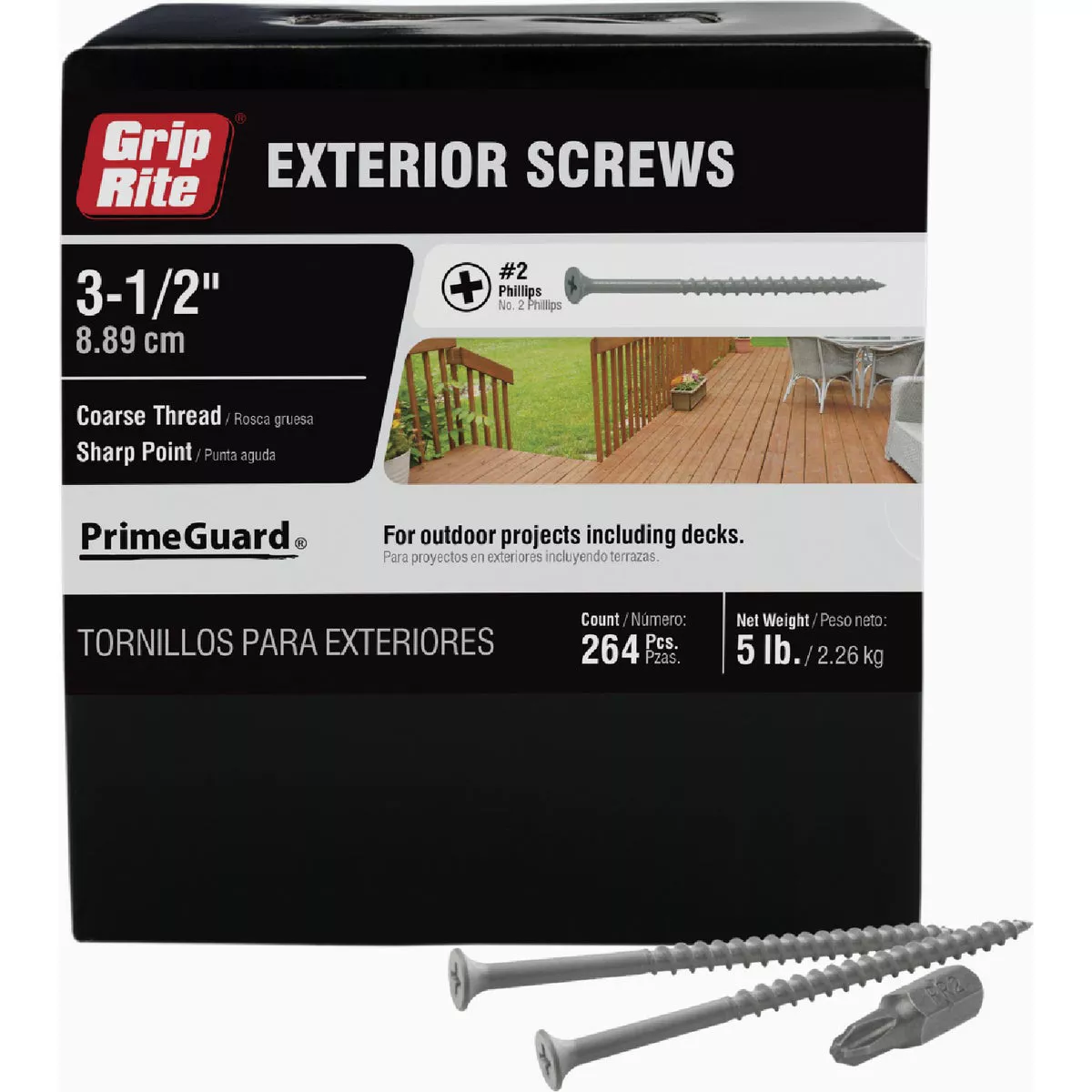Grip-Rite PrimeGuard Ten #10 x 3-1/2 In. Gray Phillips Wood Deck Screw (5 Lb.) - photo 2