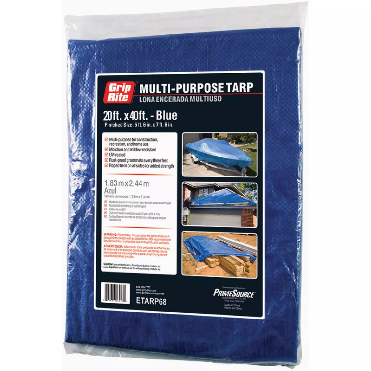 Grip-Rite Blue/Silver Plastic 20 Ft. x 40 Ft. Heavy Duty Poly Tarp