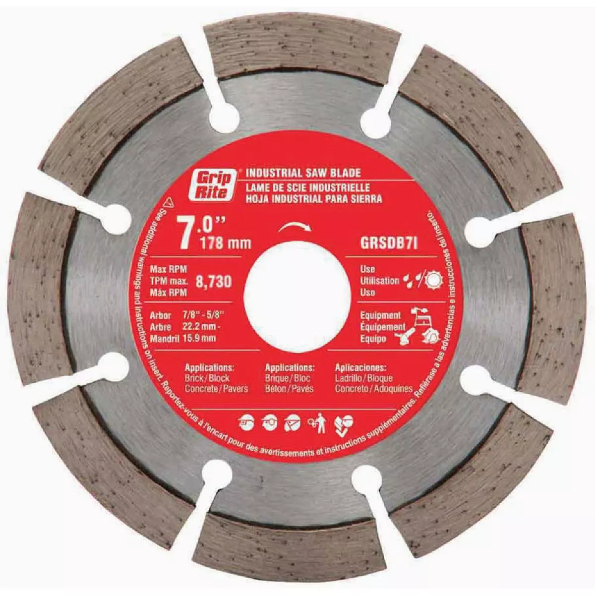 Grip-Rite 7 In. Segmented Rim Dry/Wet Diamond Blade
