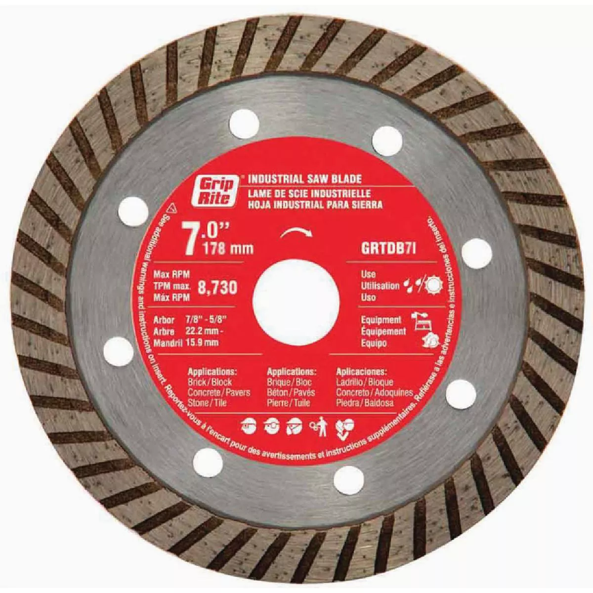 Grip-Rite 7 In. Segmented Rim Dry/Wet Diamond Blade