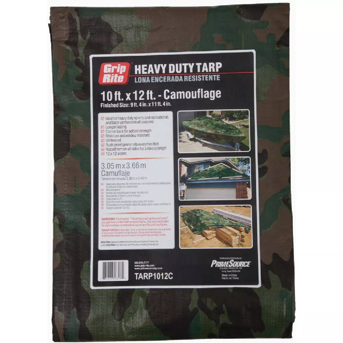 Grip-Rite Camouflage Plastic 10 Ft. x 12 Ft. Heavy Duty Poly Tarp