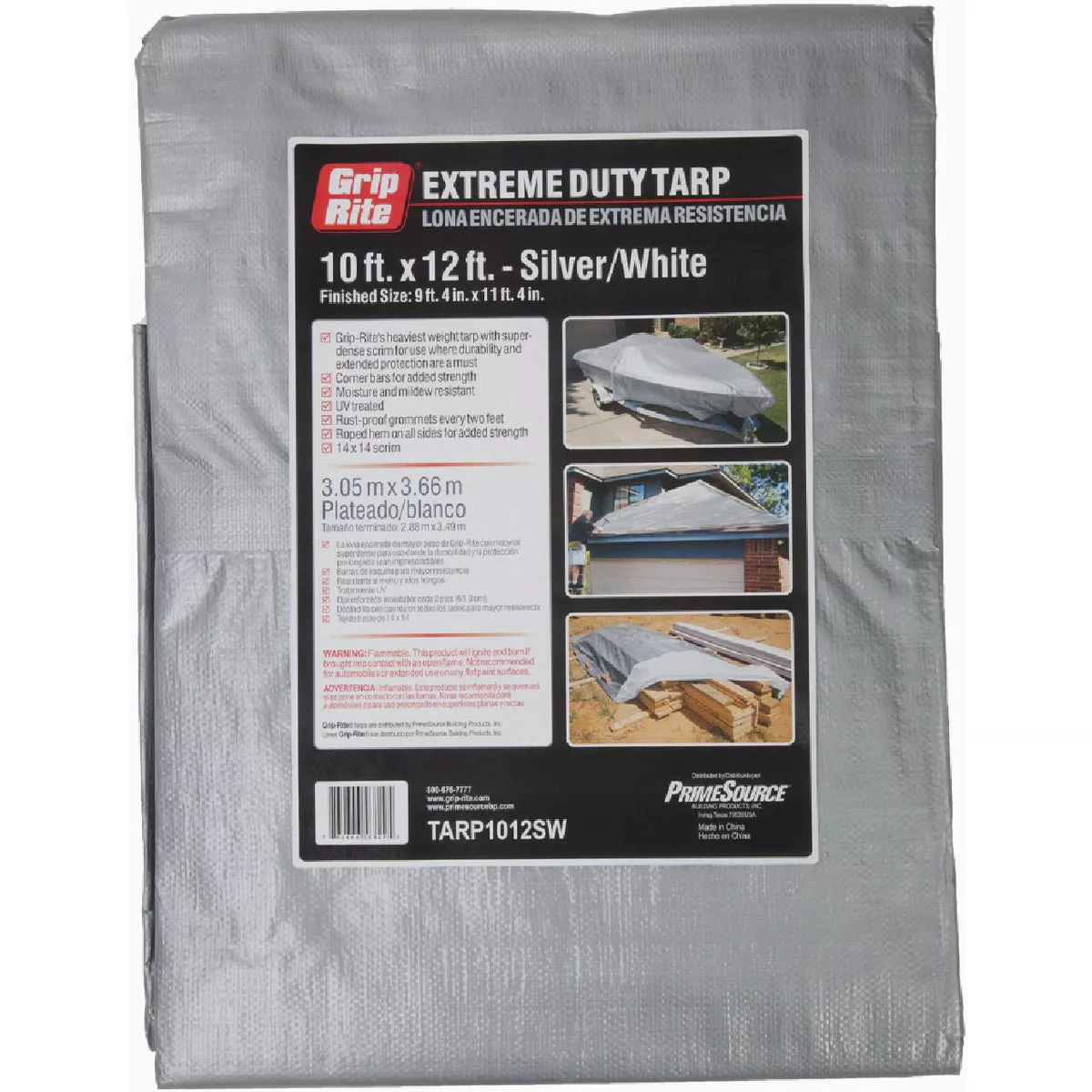 Grip-Rite Silver/White Plastic 12 Ft. x 20 Ft. Extra Heavy Duty Poly Tarp