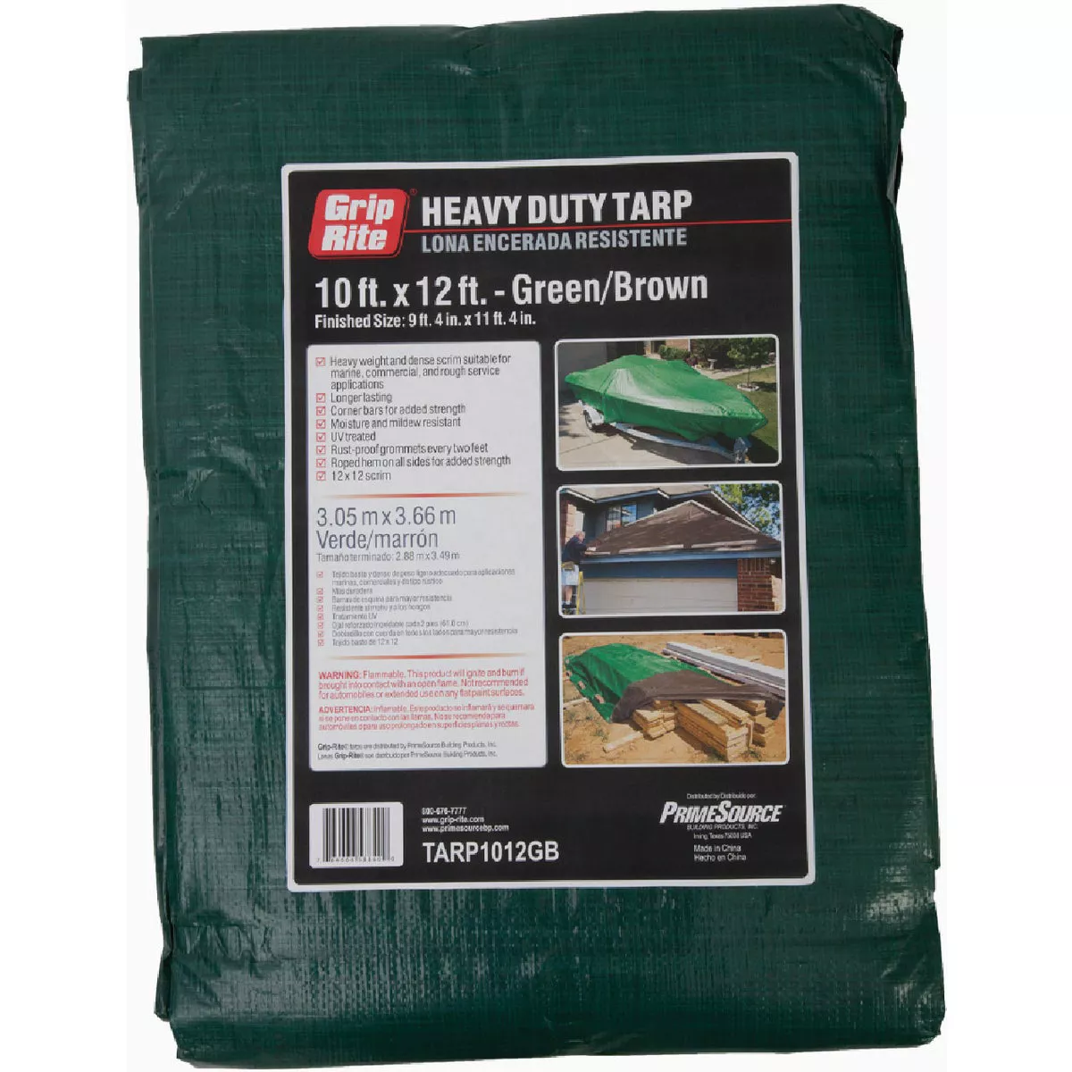 Grip-Rite Green/Brown Plastic 8 Ft. x 10 Ft. Heavy Duty Poly Tarp