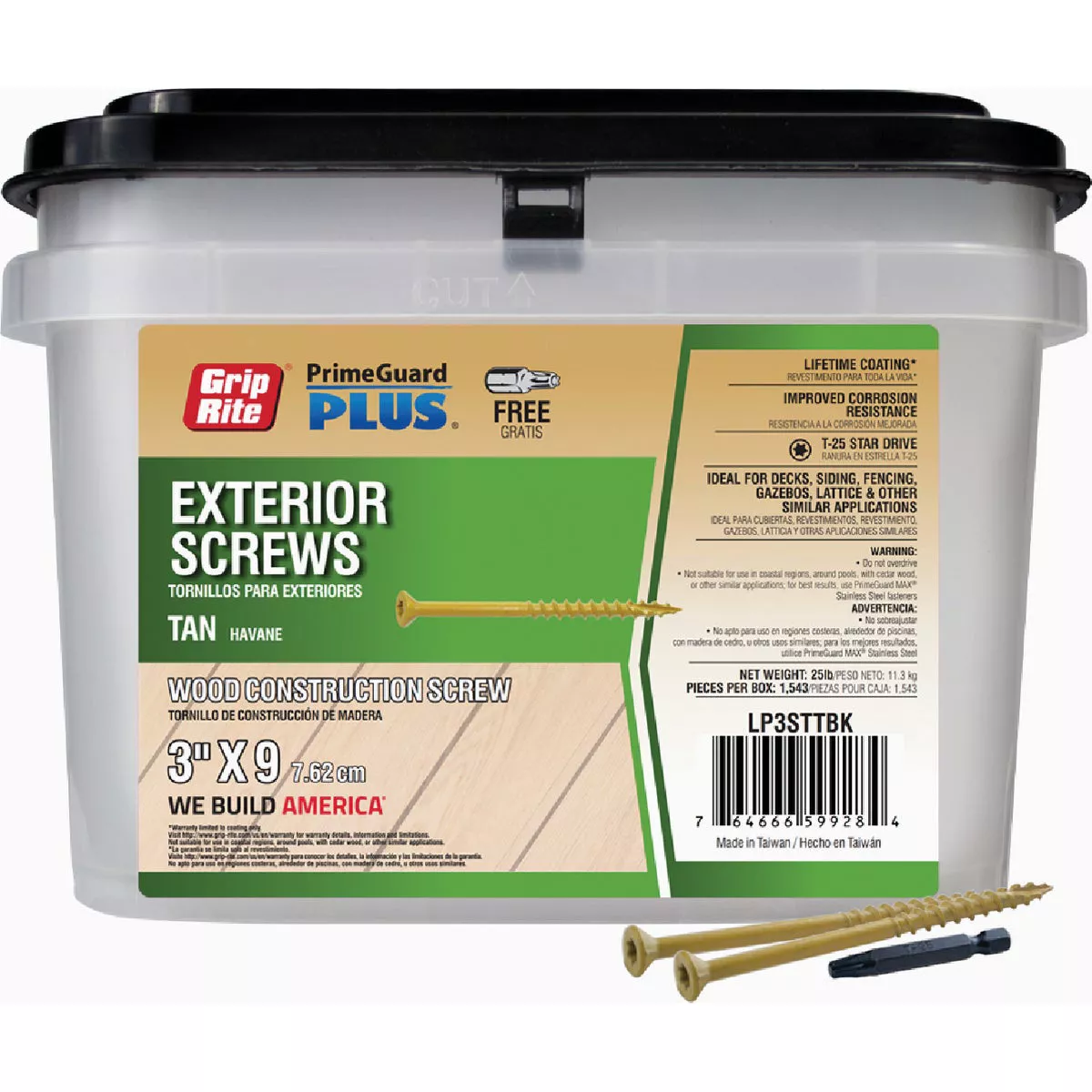 Grip-Rite PrimeGuard Plus #9 x 3 In. Tan Star Wood Deck Screw (25 Lb.) - photo 2
