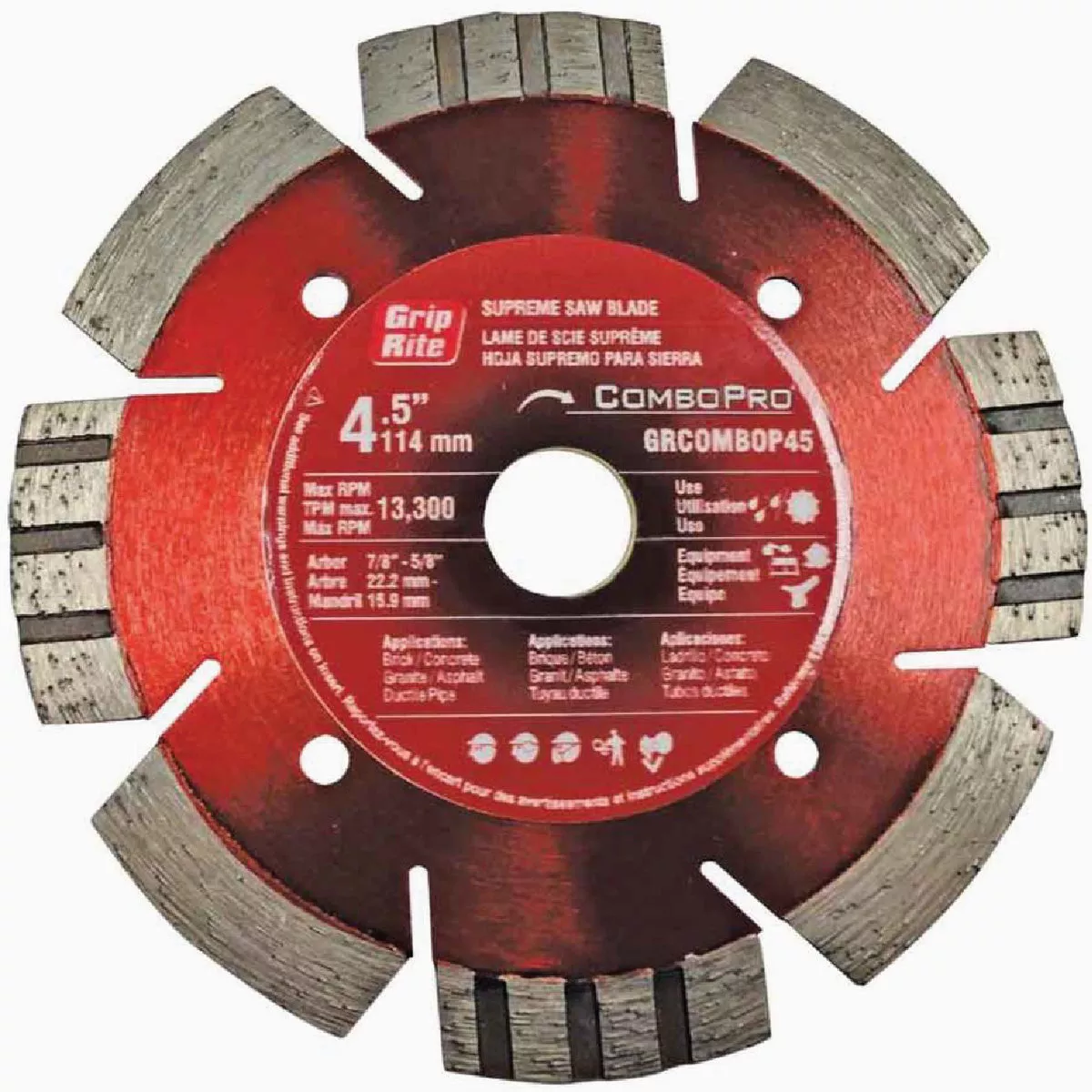 Grip-Rite 4-1/2 In. Segmented Rim Dry/Wet Diamond Blade