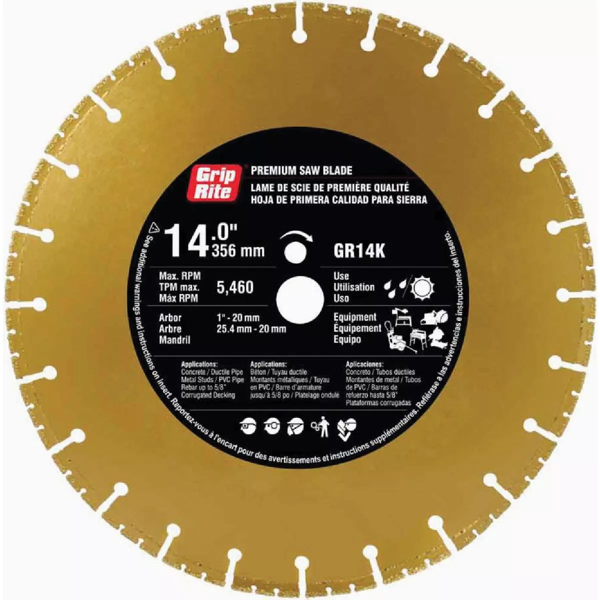 Grip-Rite 14 In. Segmented Rim Dry/Wet Diamond Blade