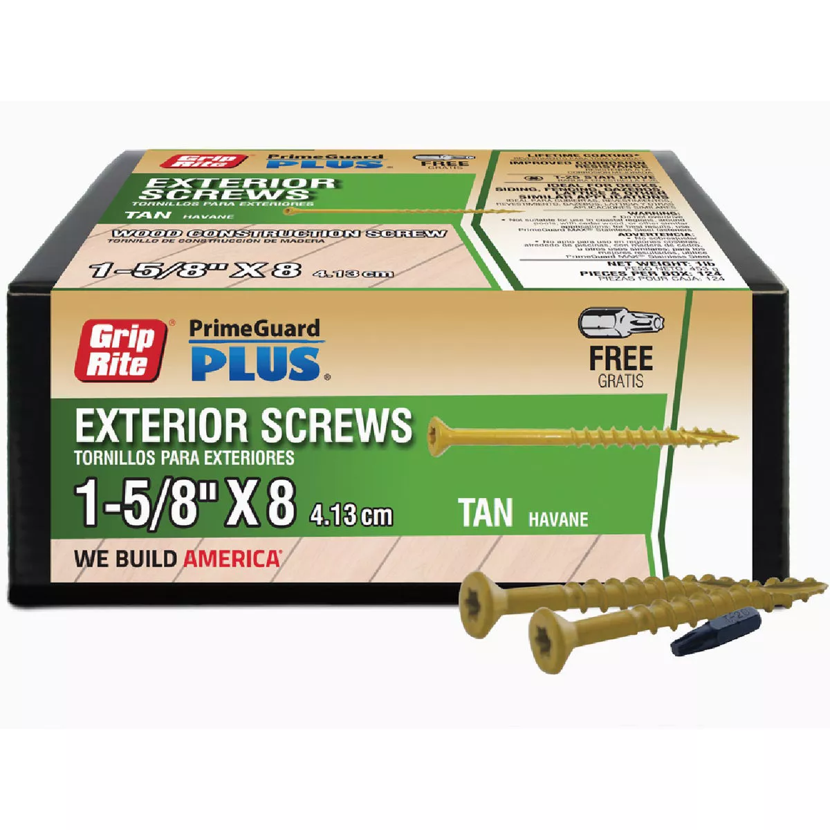 Grip-Rite PrimeGuard Plus #8 x 1-5/8 In. Tan Star Wood Deck Screw (1 Lb.) - photo 2