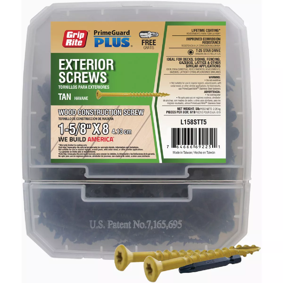 Grip-Rite PrimeGuard Plus #8 x 1-5/8 In. Tan Star Wood Deck Screw (5 Lb.) - photo 3