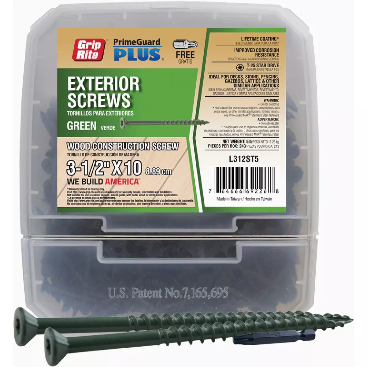Grip-Rite PrimeGuard Plus #10 x 3-1/2 In. Green Star Wood Deck Screw (5 Lb.) - photo 2