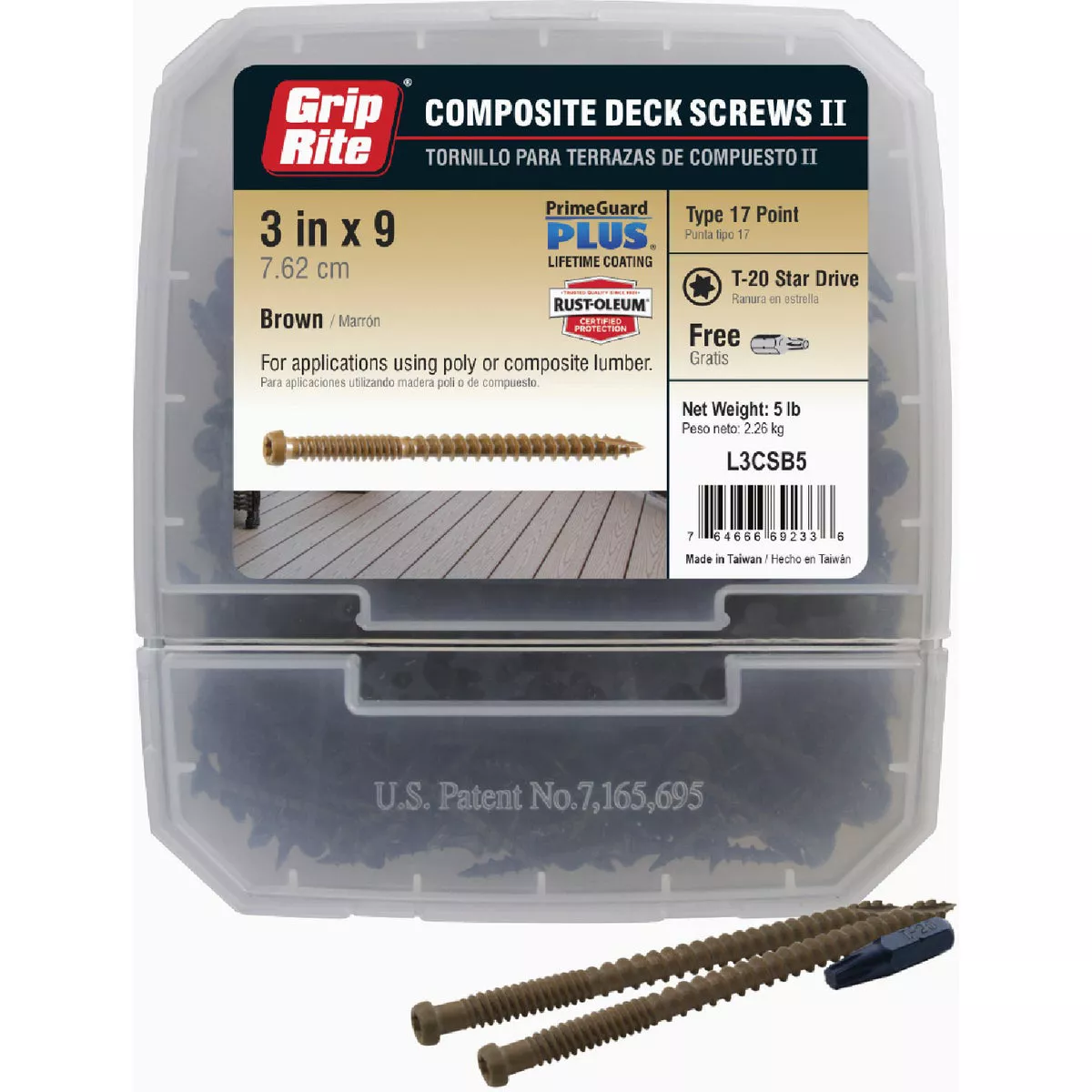 Grip-Rite PrimeGuard Plus #9 x 3 In. Brown Star Composite Wood Deck Screw (1 Lb.) - photo 2
