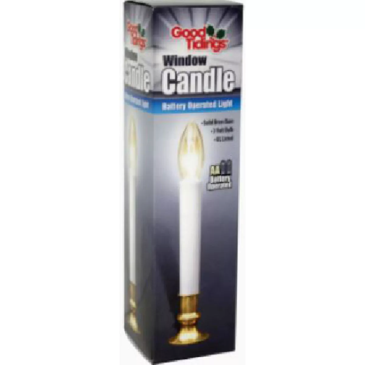 Good Tidings 9 In. Brass Window Battery Operated Candle