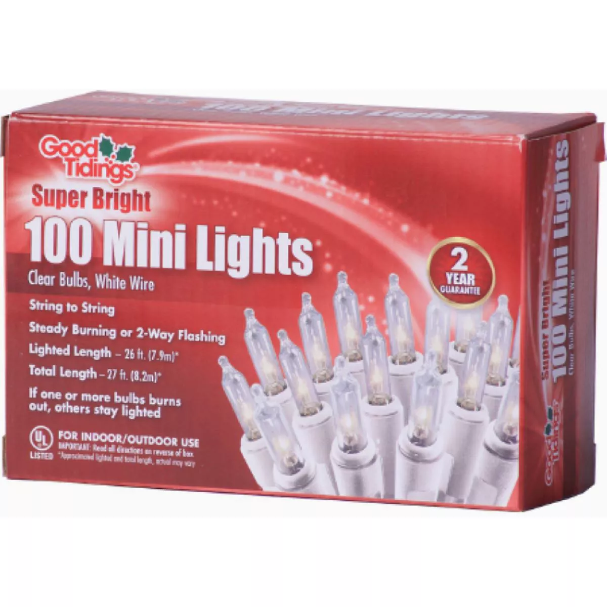 Good Tiding Super Bright Clear 100-Bulb Mini String Light Set with White Wire