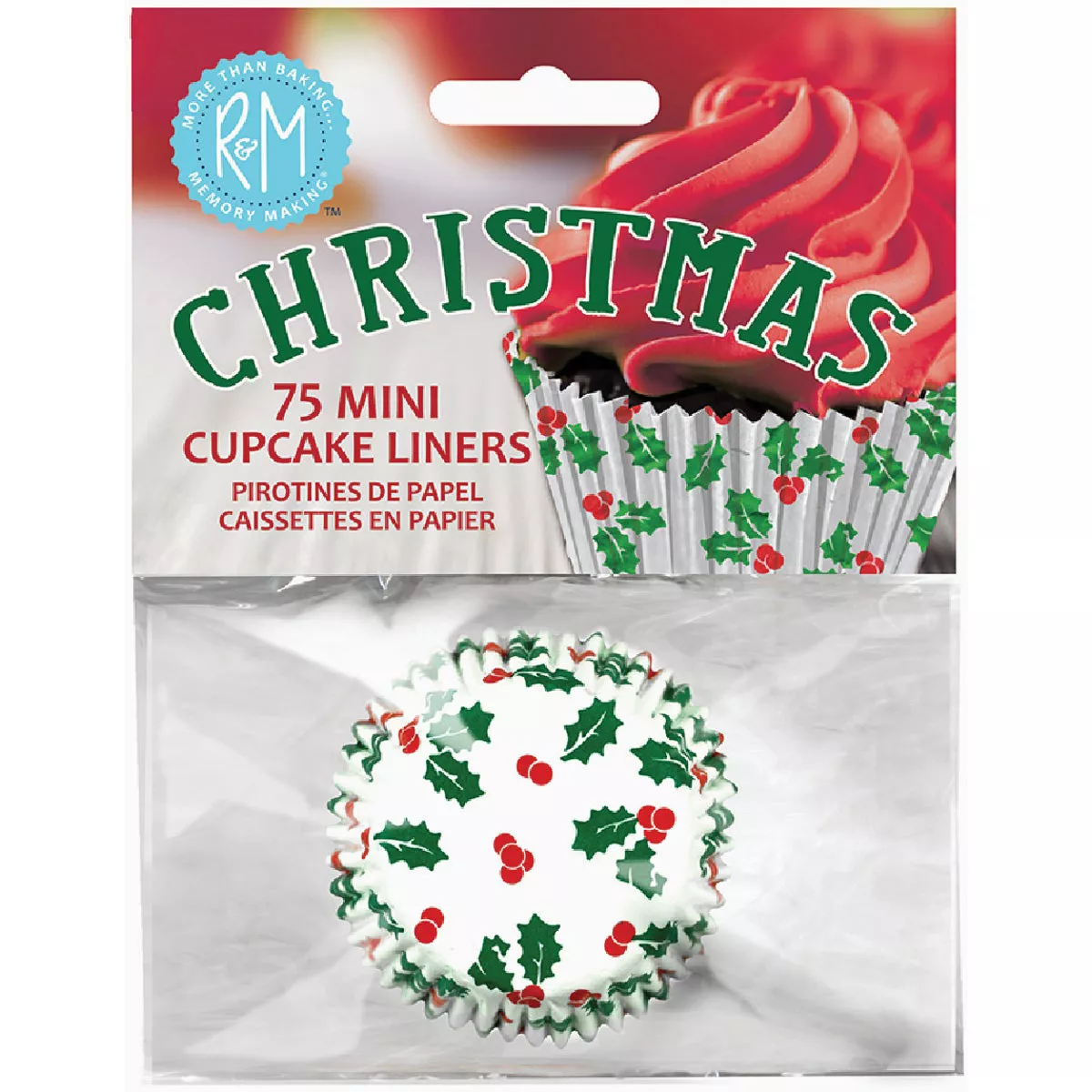 R&M Christmas Mini Cupcake/Muffin Baking Cups (75-Count)-