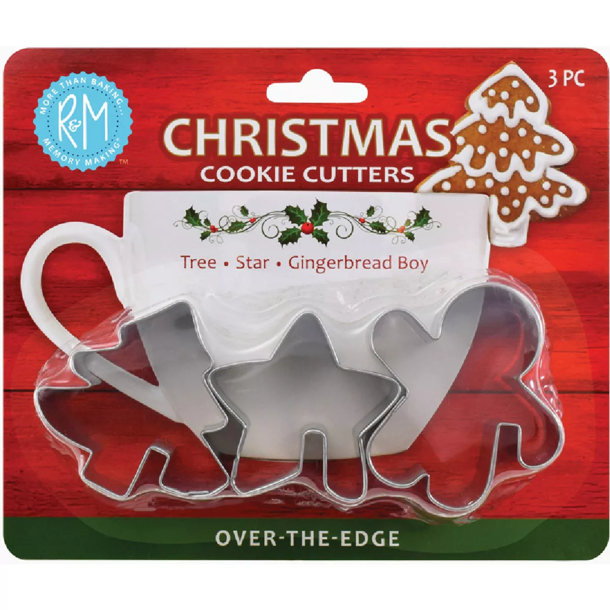 R&M Steel Notched Over-the-Edge Christmas Cookie Cutter Set (3-Piece)