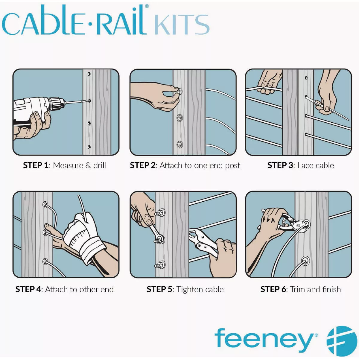 Feeney Cable Railing Kit for Wood Posts, 20 Ft. - photo 2