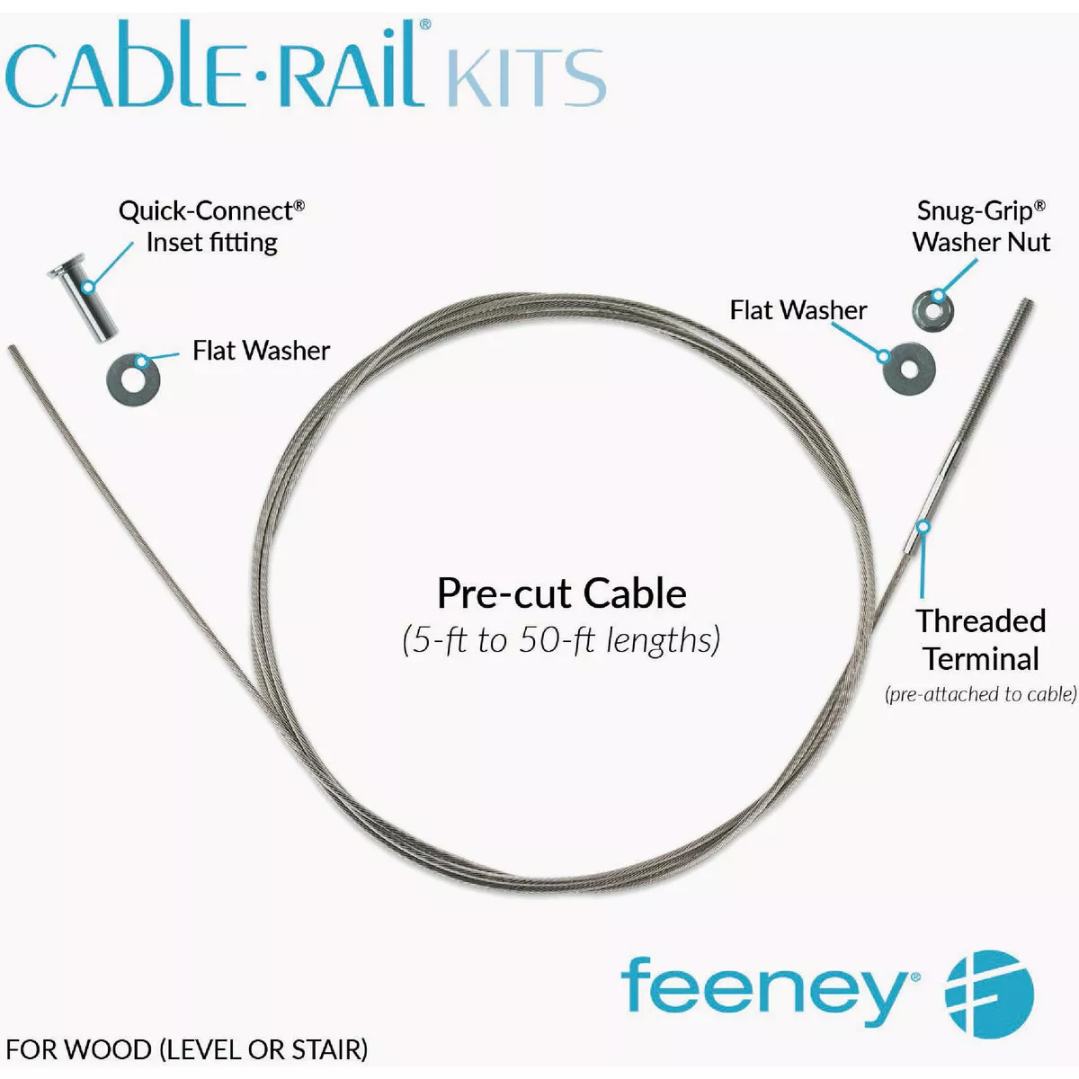 Feeney Cable Railing Kit for Wood Posts, 40 Ft.-