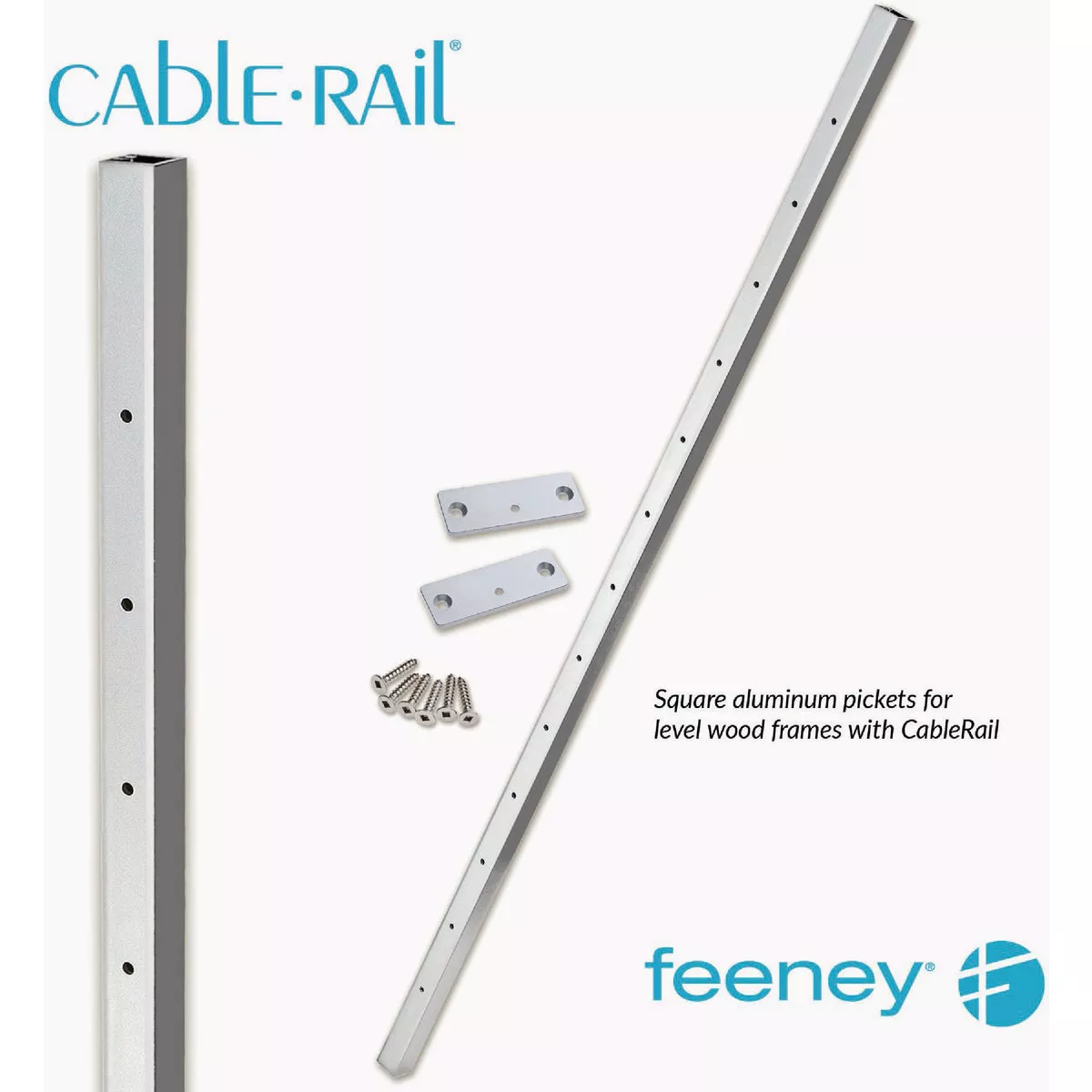 Feeney CableRail Level Aluminum Intermediate Picket, Silver-