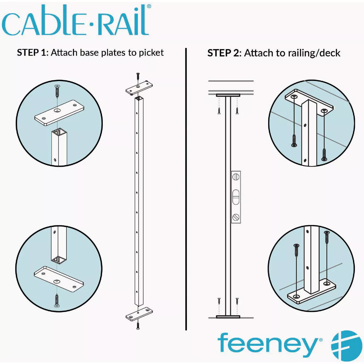 Feeney CableRail Level Aluminum Intermediate Picket, Silver- - photo 2
