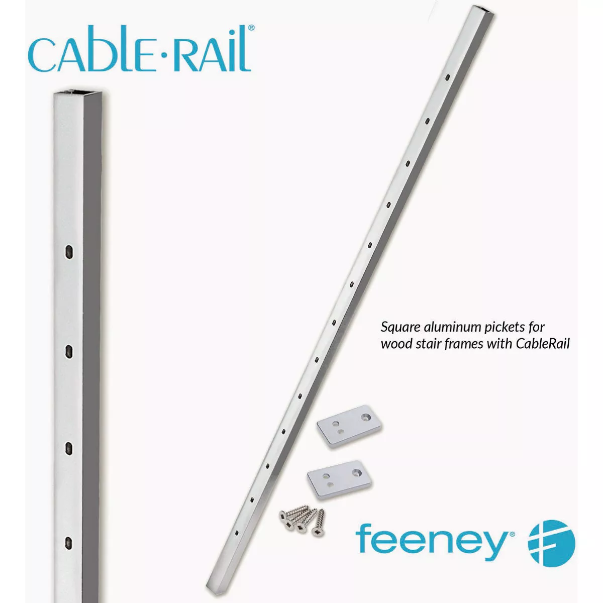 Feeney CableRail Stair Aluminum Intermediate Picket, Silver-