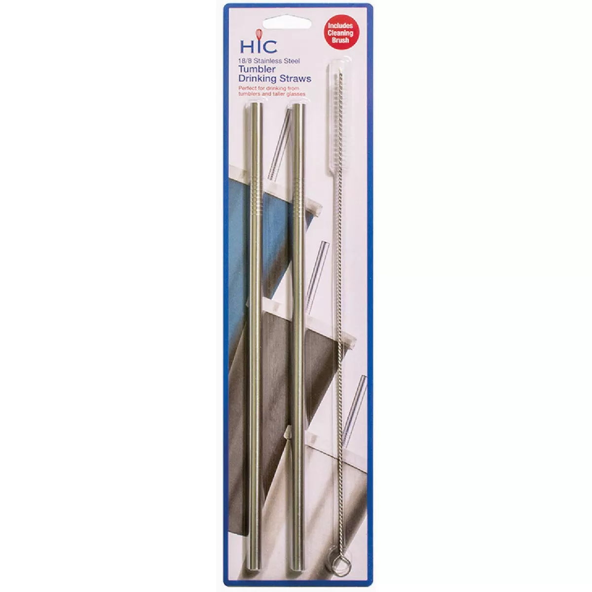 HIC Kitchen 11 In. Stainless Steel Tumbler Drinking Straw (2-Count)-